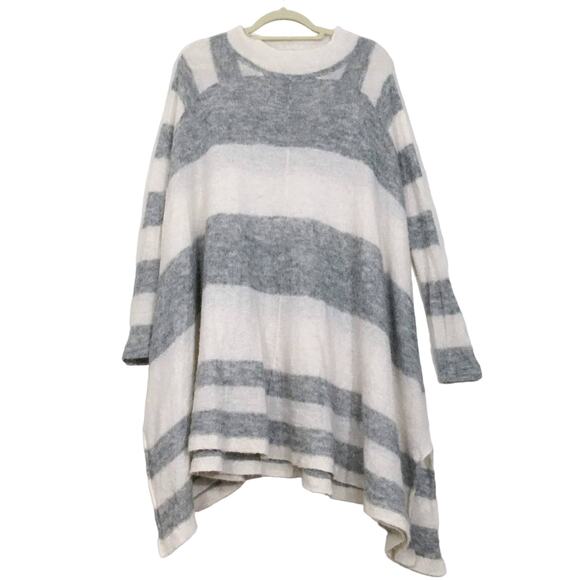 Free People Lafayette Alpaca Mock Neck Poncho XXS Stripe Oversized Long Sweater - Picture 3 of 16